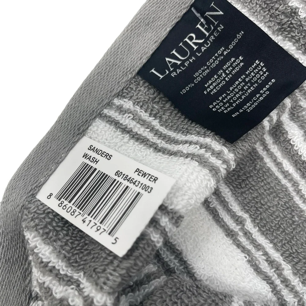 Lauren Ralph Lauren Sanders Pewter Hand Towel & 1 Wash cloth Set NWT